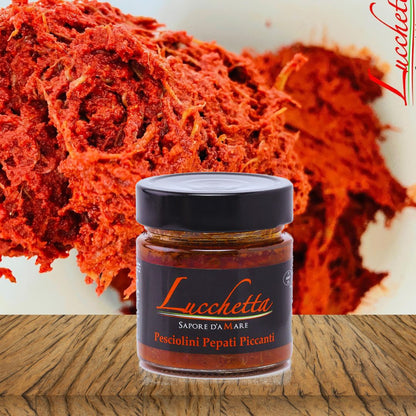 Pesciolini Pepati Ricetta Sardella Rosamarina di Crucoli 200g preserved fish product in 200g jar